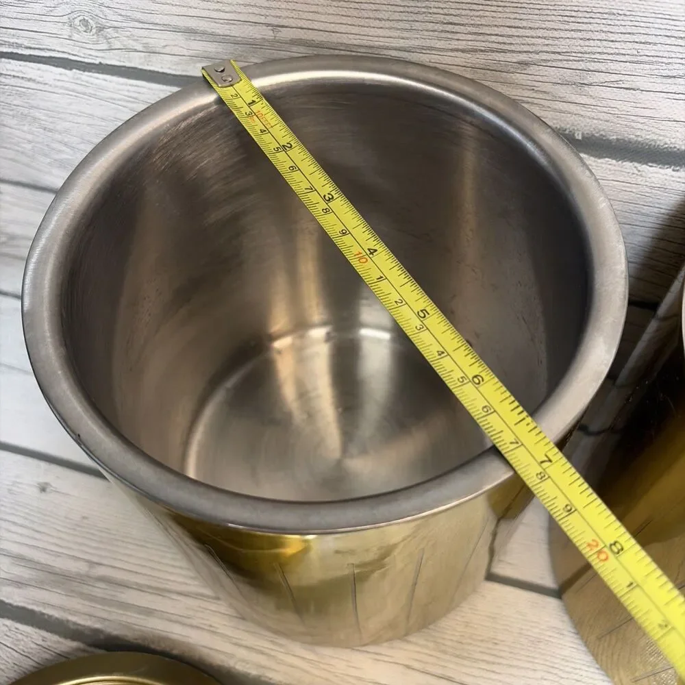 Vintage Gold Metal Kitchen Canister Set 3pc  Croft on MCM Regency